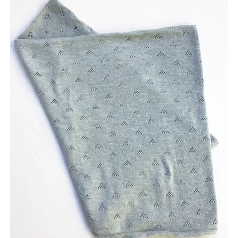 Blabla Baby Blanket 100% Cotton Receiving Blue Gray Pointelle Lightweight 34x40